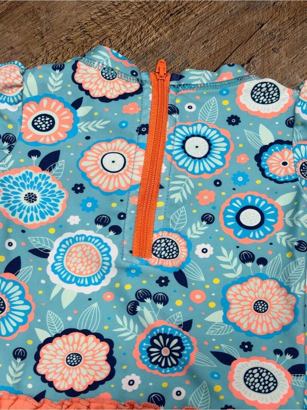 Ruffle Butts long Sleeve Floral One-Piece Swimsuit- size 3-6 months
